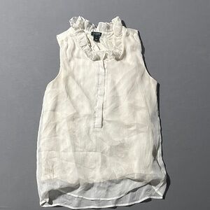 J. Crew Cream Ruffled Sleeveless Blouse